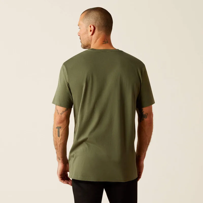 Perfect Layering Urban Look Ariat Men's Patriot Stripe Logo Graphic T-Shirt in Surplus Green