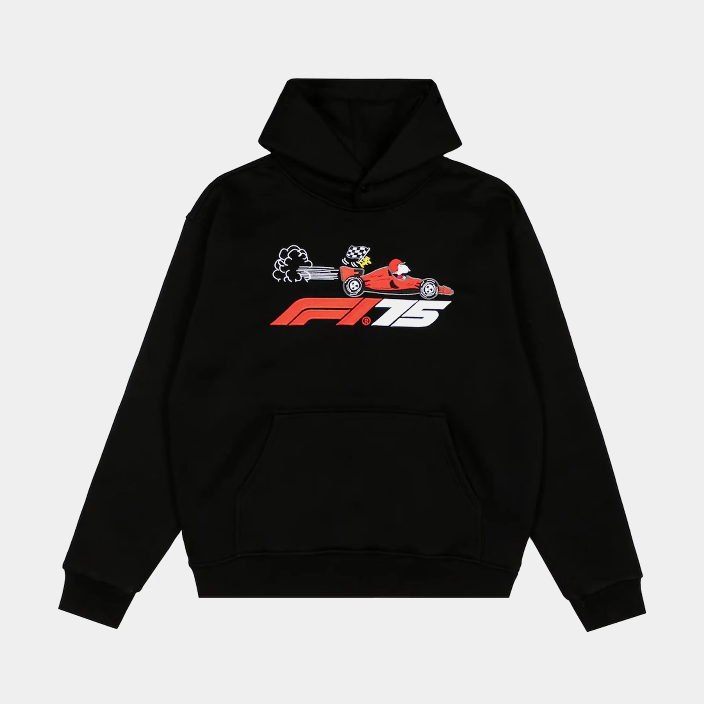 Urban Sporty Chic Hoodie F1 x Snoopy Peanuts Pit Crew Pullover Mens Hoodie (Black/Red)