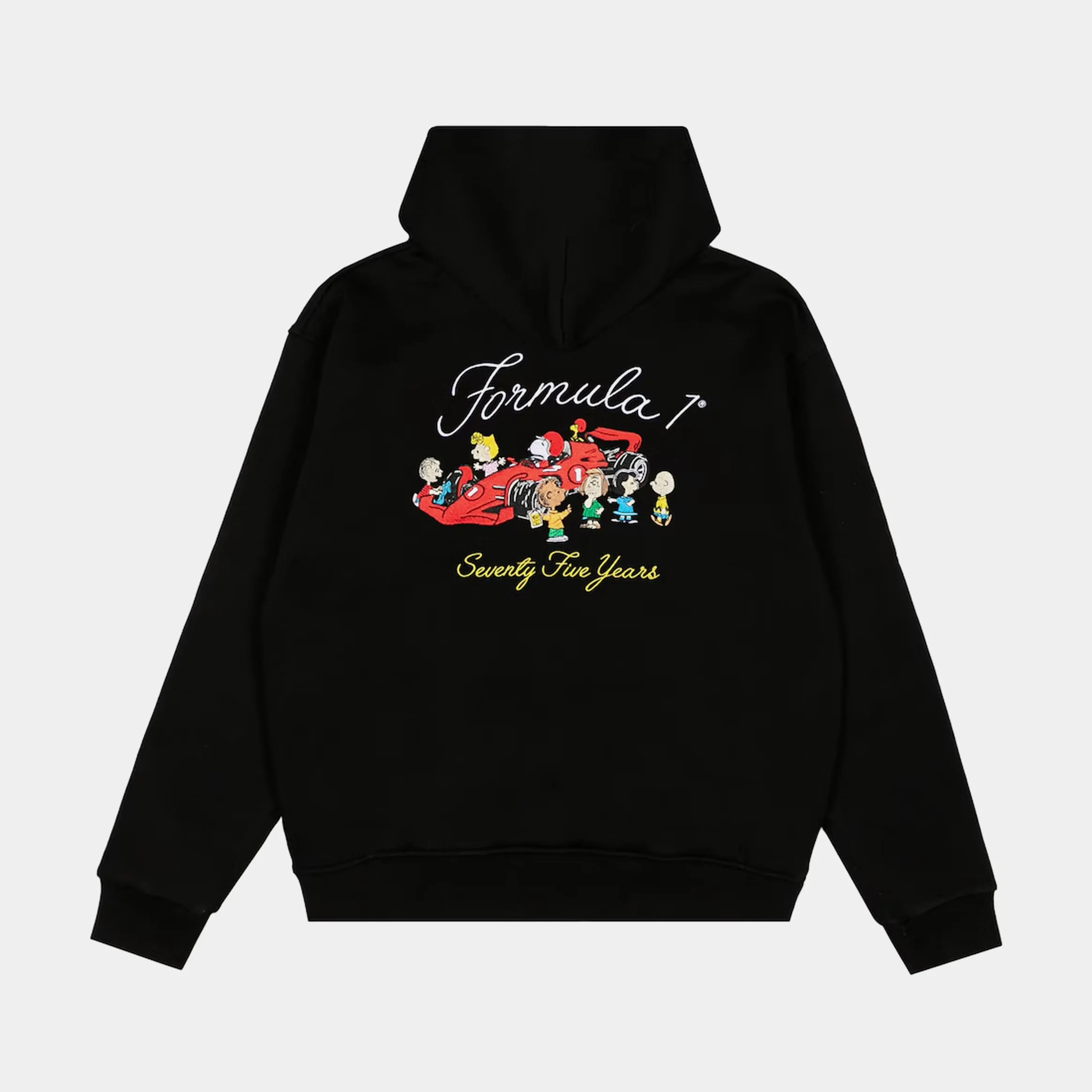 product concert wearability Fashion Flex F1 x Snoopy Peanuts Pit Crew Pullover Mens Hoodie (Black/Red)