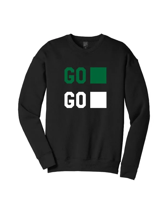 Ink Detroit GO GREEN GO WHITE Crewneck Sweatshirt - Black eyewear accents Weekend Fit