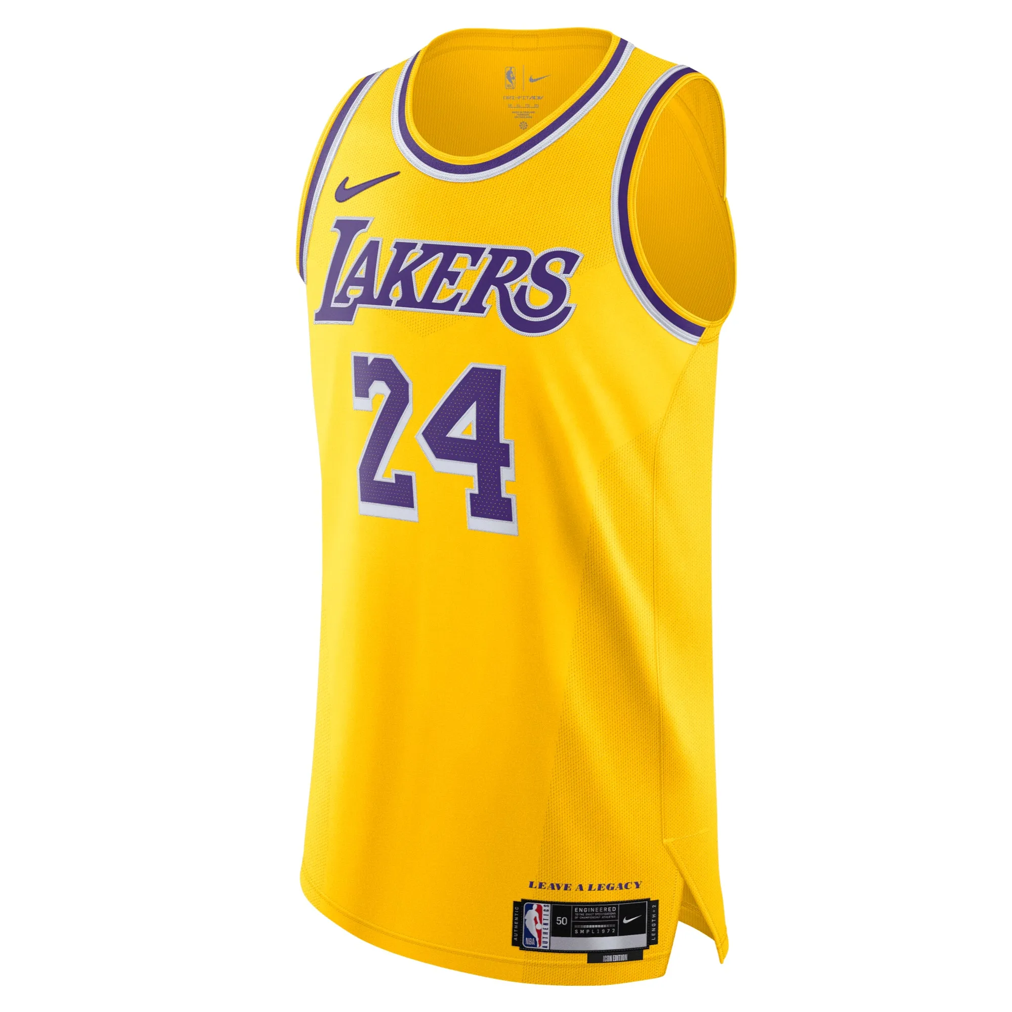 Nike NBA Dri-FIT ADV Icon Edition Authentic Jersey - Kobe Bryant 24 Los Angeles Lakers Soft Texture Ergonomic Cut