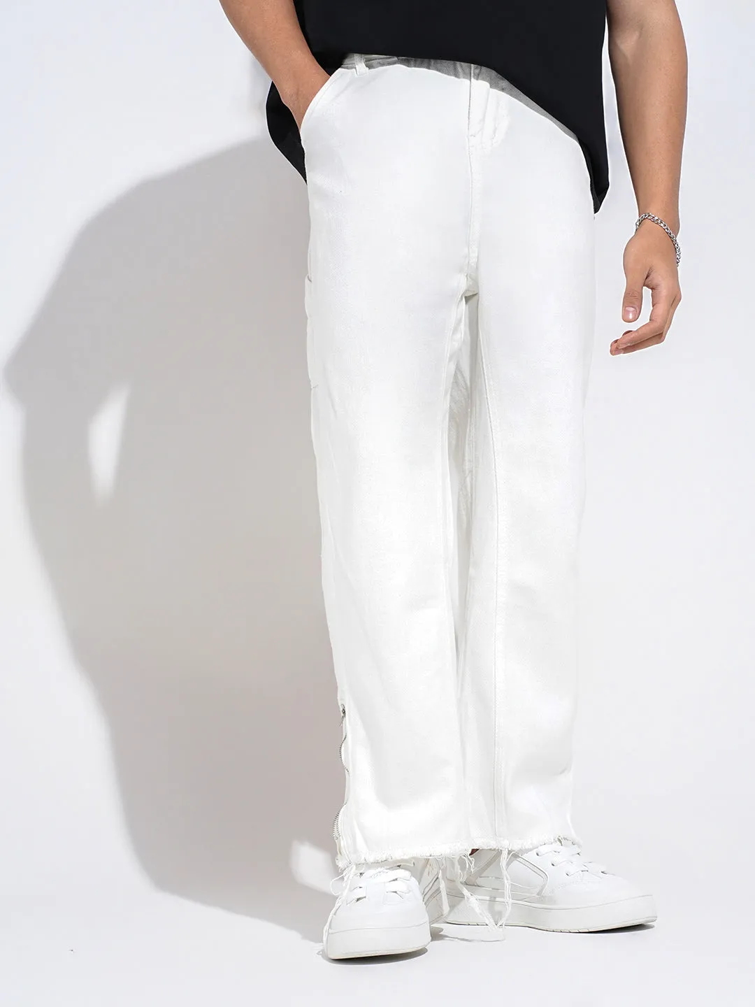 Daily Function Men's White Straight Fit Jeans