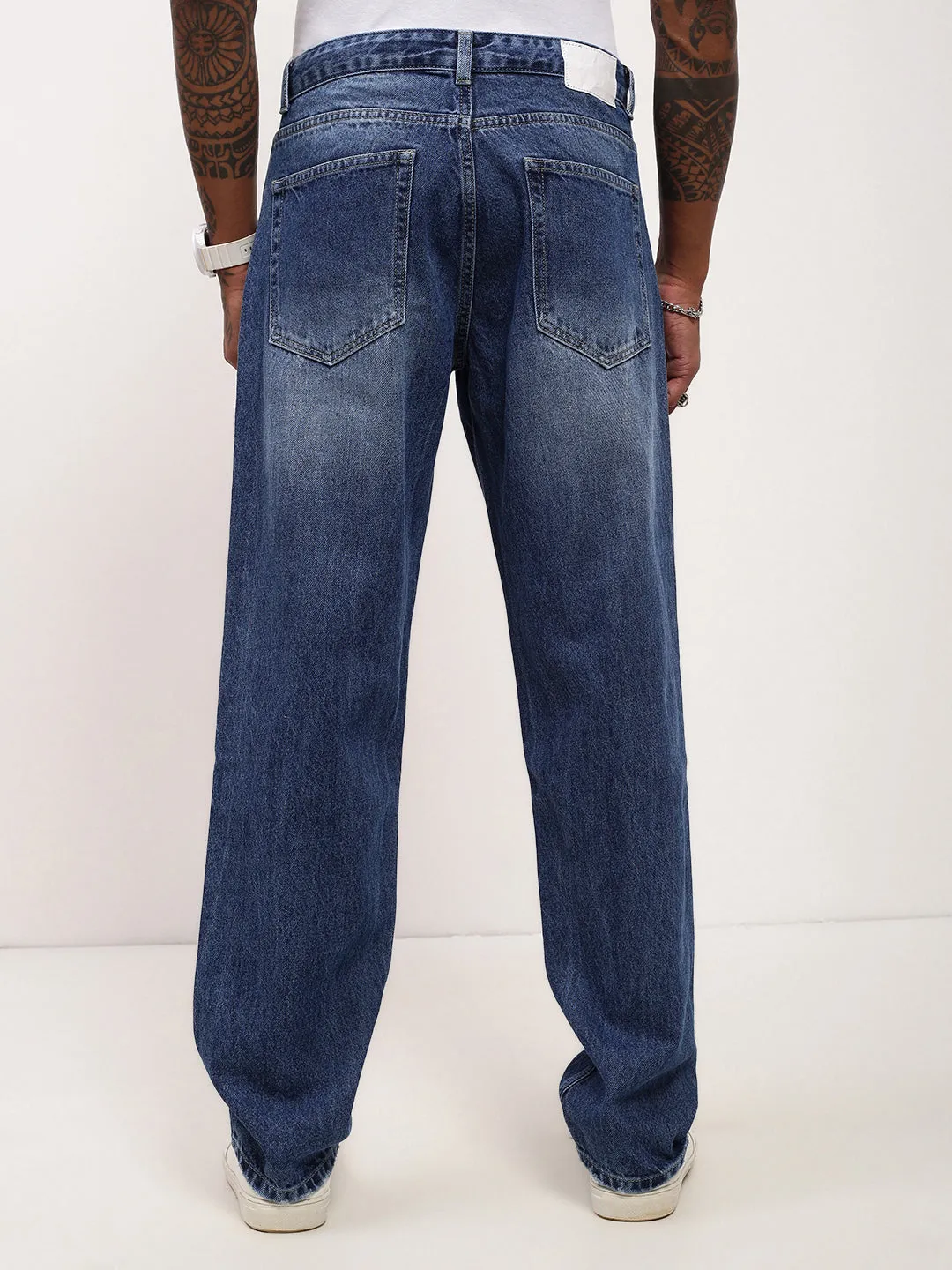 Men's Blue Solid Baggy Jeans Essential Wardrobe