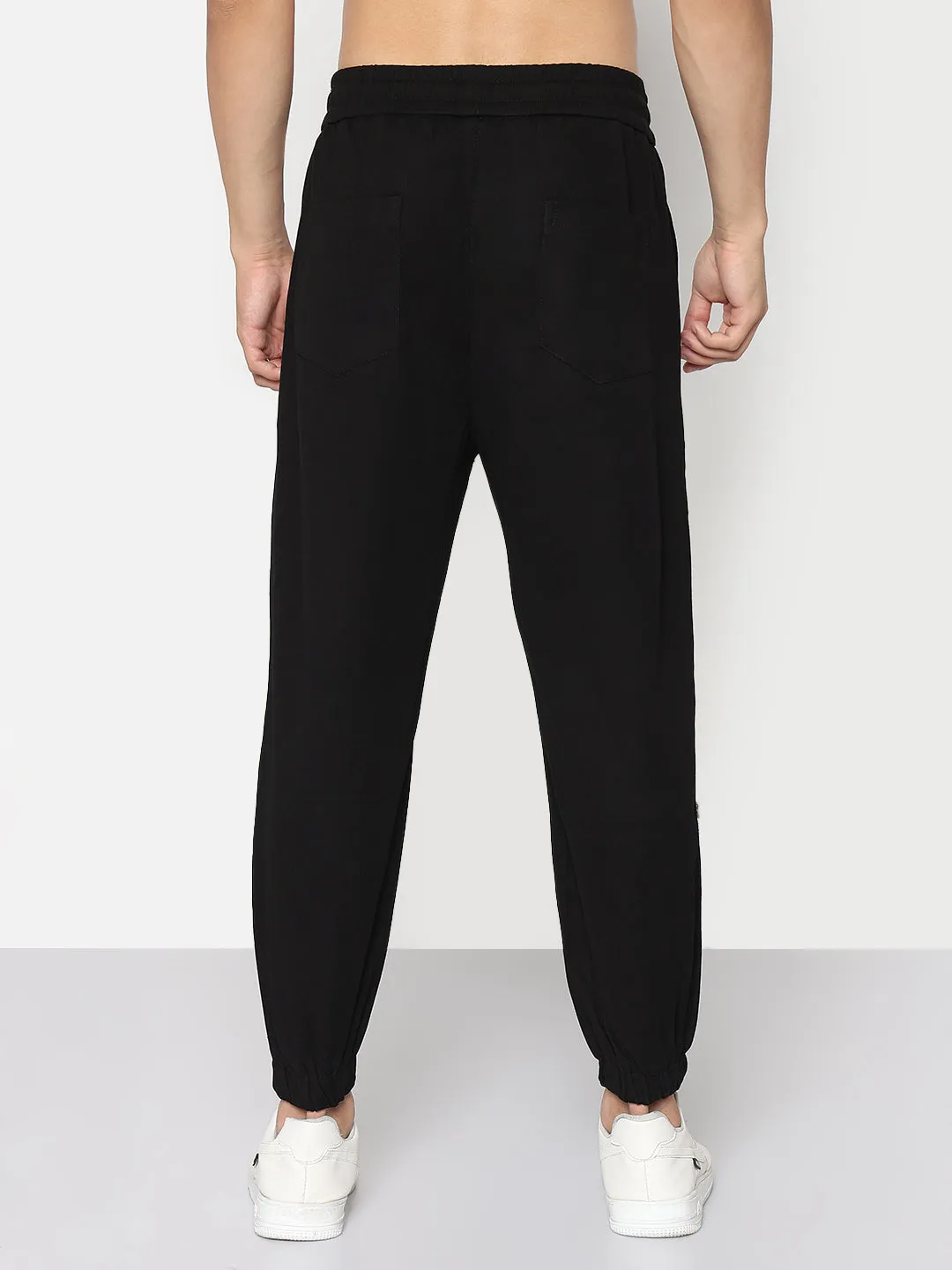 Men's Black Relaxed Fit Joggers UltraSoftLining Low Profile Fasteners