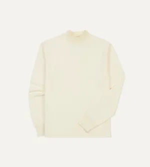 Ecru Cotton Long-Sleeve Mock Neck Hiking T-Shirt Trendy Casual Wear