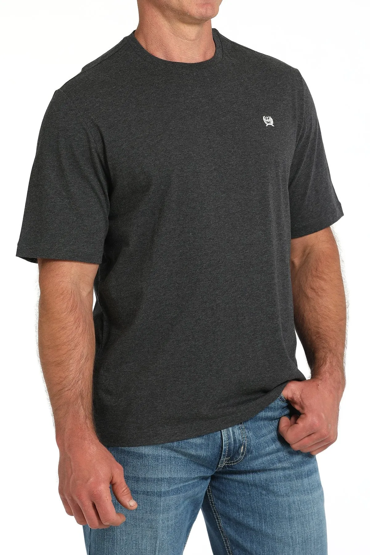 Cinch Men's Solid Logo Tee in Black MoistureWicking Technology Sporty Design