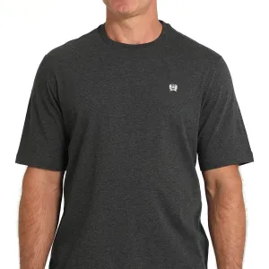 Cinch Men's Solid Logo Tee in Black Micro Perforated Fabric