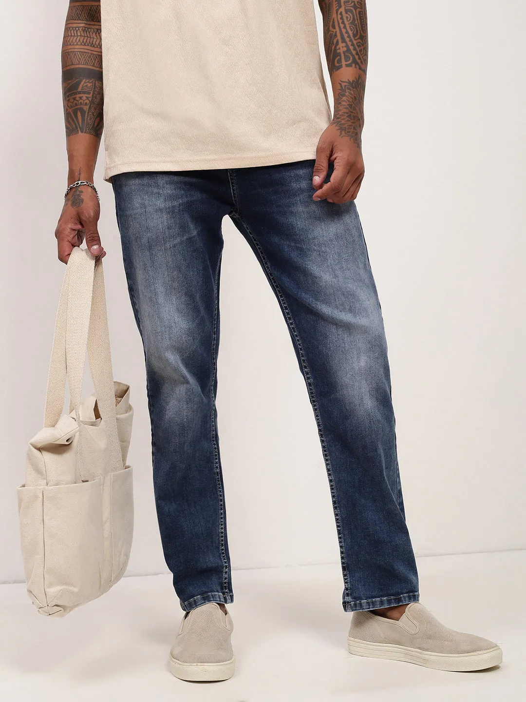 Everyday Piece Men's Blue Solid Straight Fit Jeans