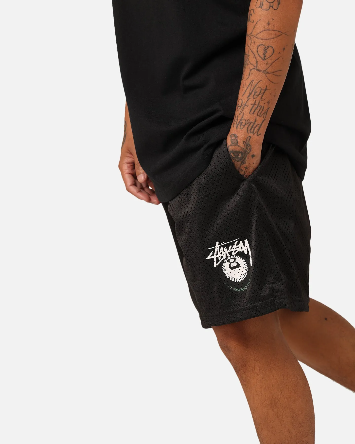 Stussy Snake Eyes Mesh Shorts Black Breathable Performance UV Protective Coating
