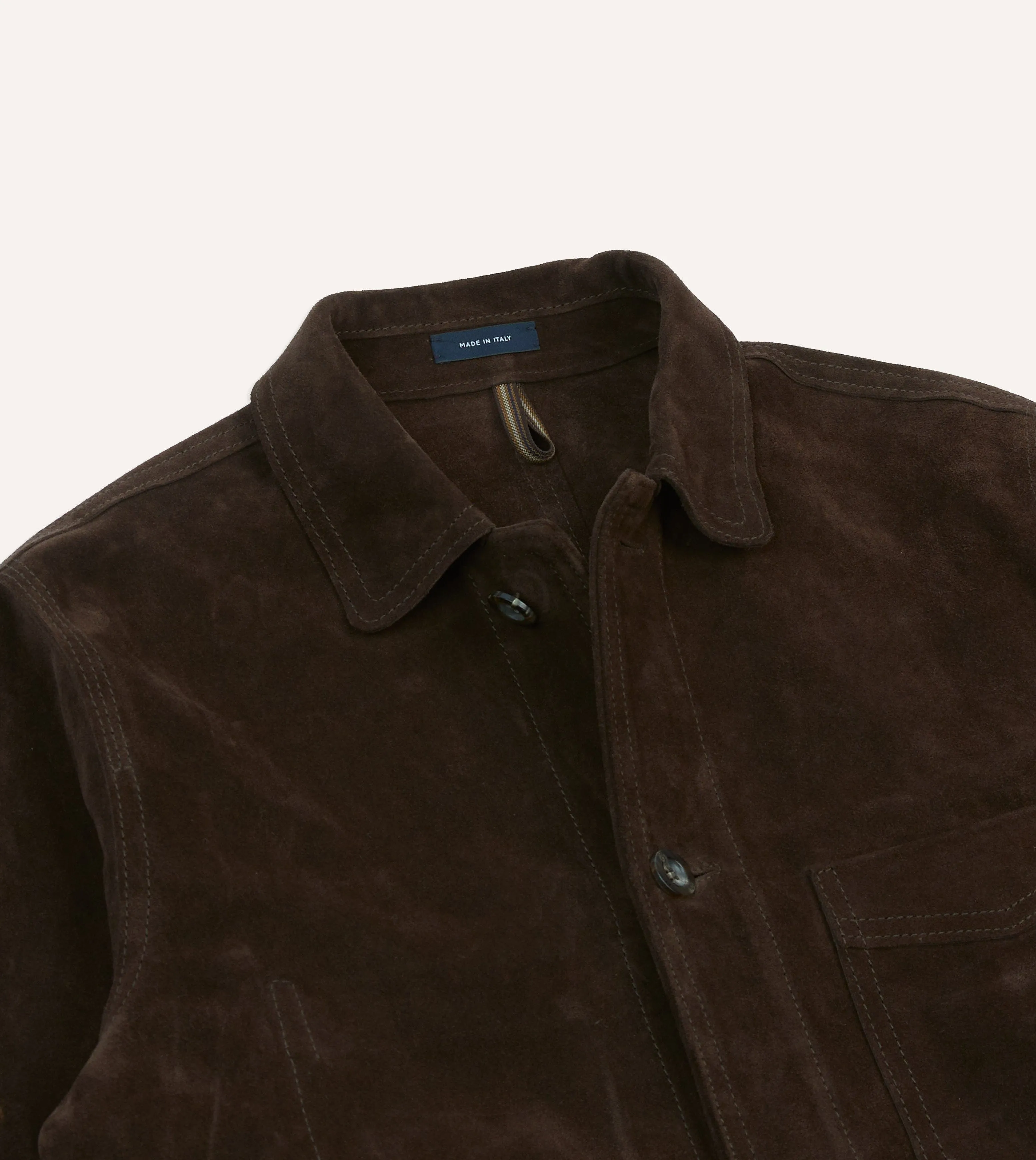 Chocolate Brown Heavyweight Suede Five-Pocket Chore Jacket Insulated Warmth