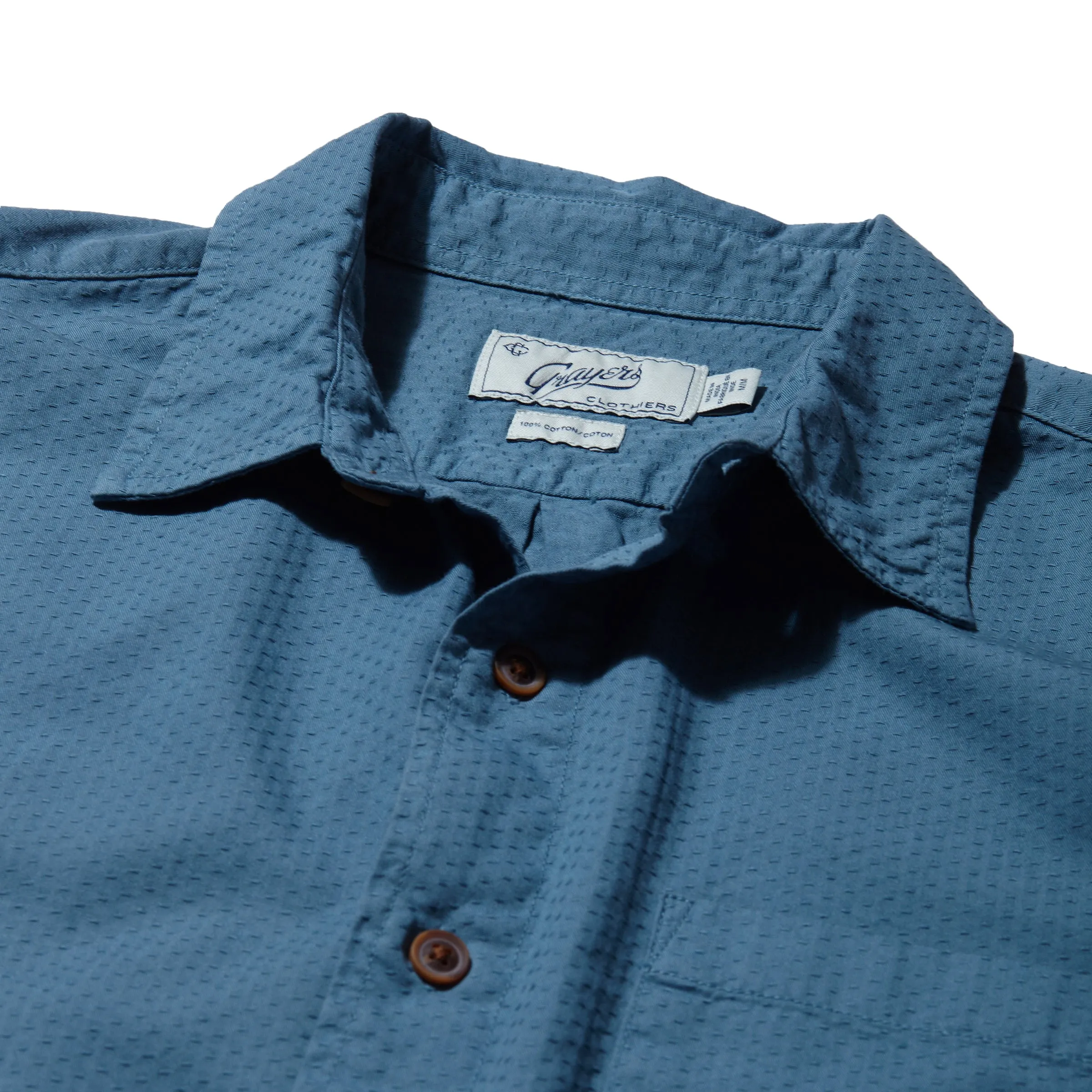 Lorenzo Dobby Weave Shirt - Blue Stone Non Iron Finish Basic Wardrobe Piece