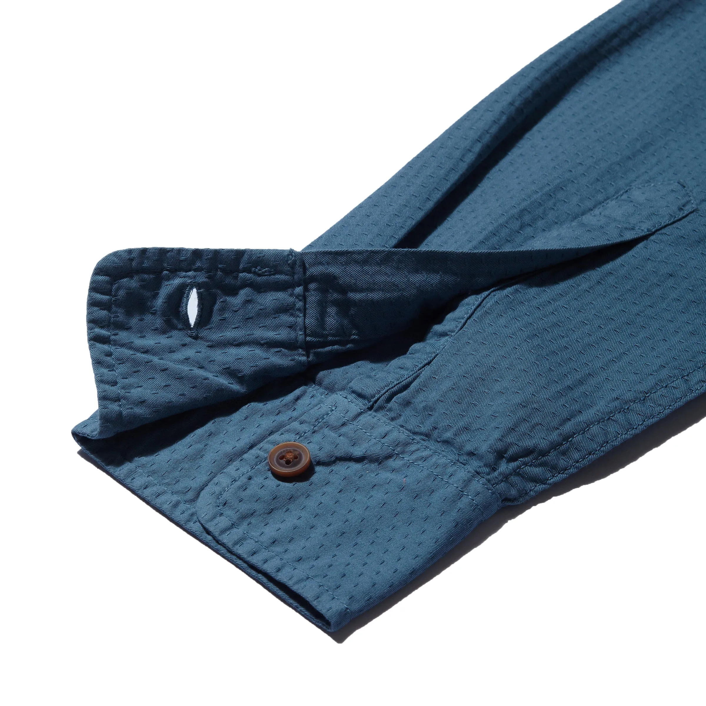 Seamless Edging Lorenzo Dobby Weave Shirt - Blue Stone