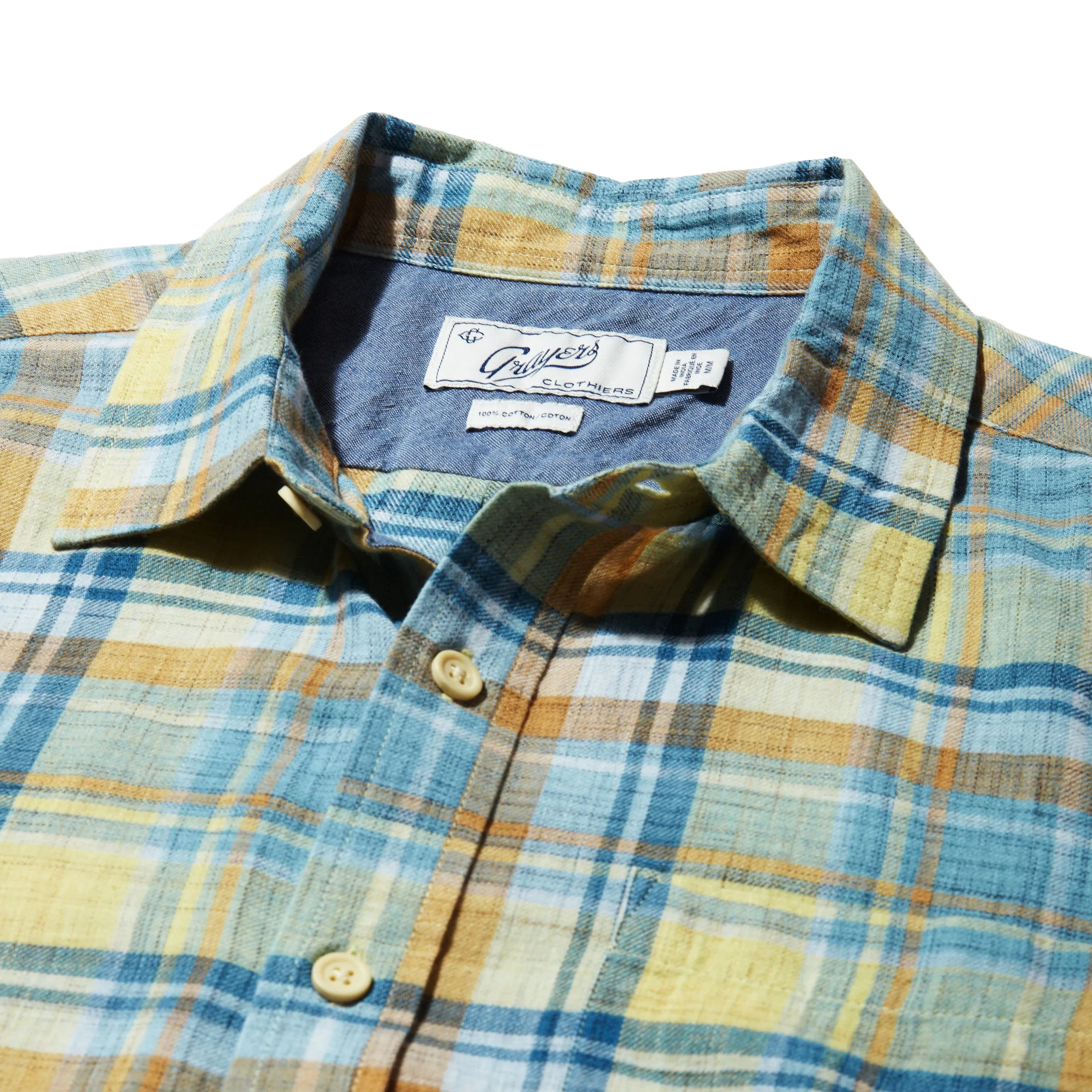 Madras Power Loom Twill Short Sleeve Shirt - Multi Color Fit for Any Season Effortless Fit