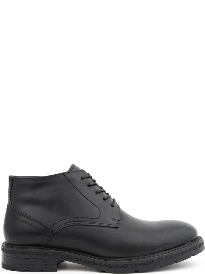 Main Stage Lace-Up Leather Ankle Boots With Fur Lining