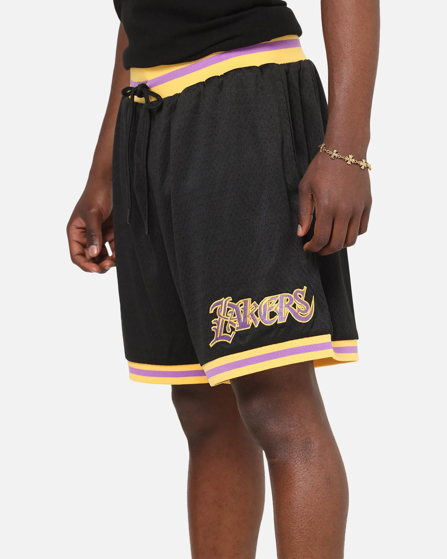Poolside Wear Mitchell & Ness Los Angeles Lakers Gothic Shorts Black