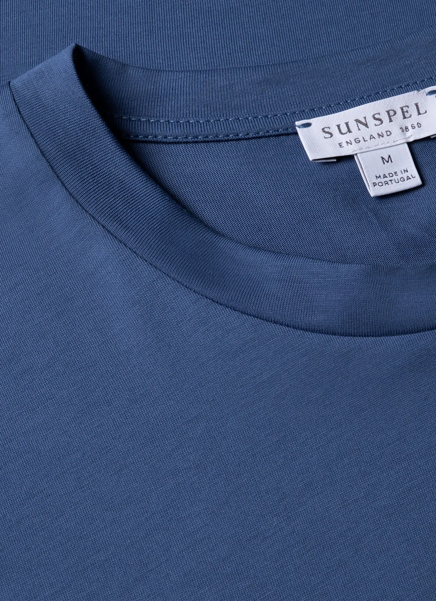 Garment Dyed Technique Layered Wear Men's Riviera Midweight T-shirt in Soft Denim