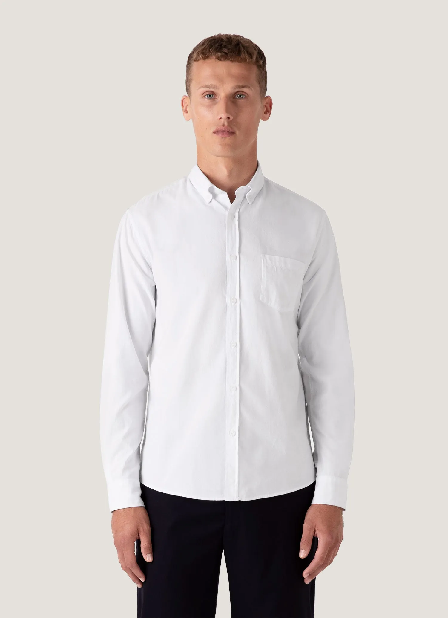 Comfortable Style Men's Button Down Oxford Shirt in White