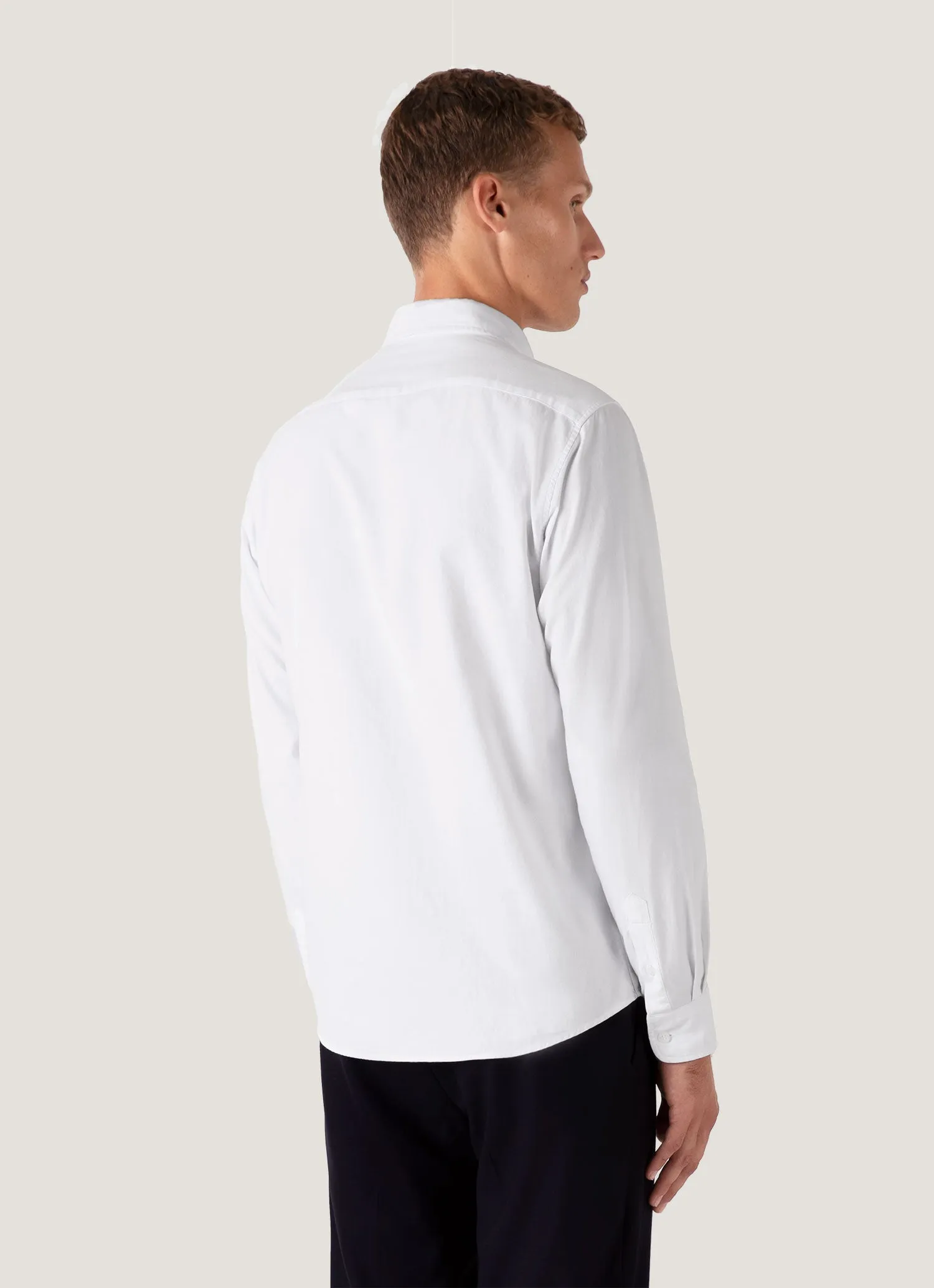 Stretchable Men's Button Down Oxford Shirt in White