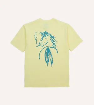 Moisture Management Technology Yellow Horse Print Short-Sleeve Hiking T-Shirt
