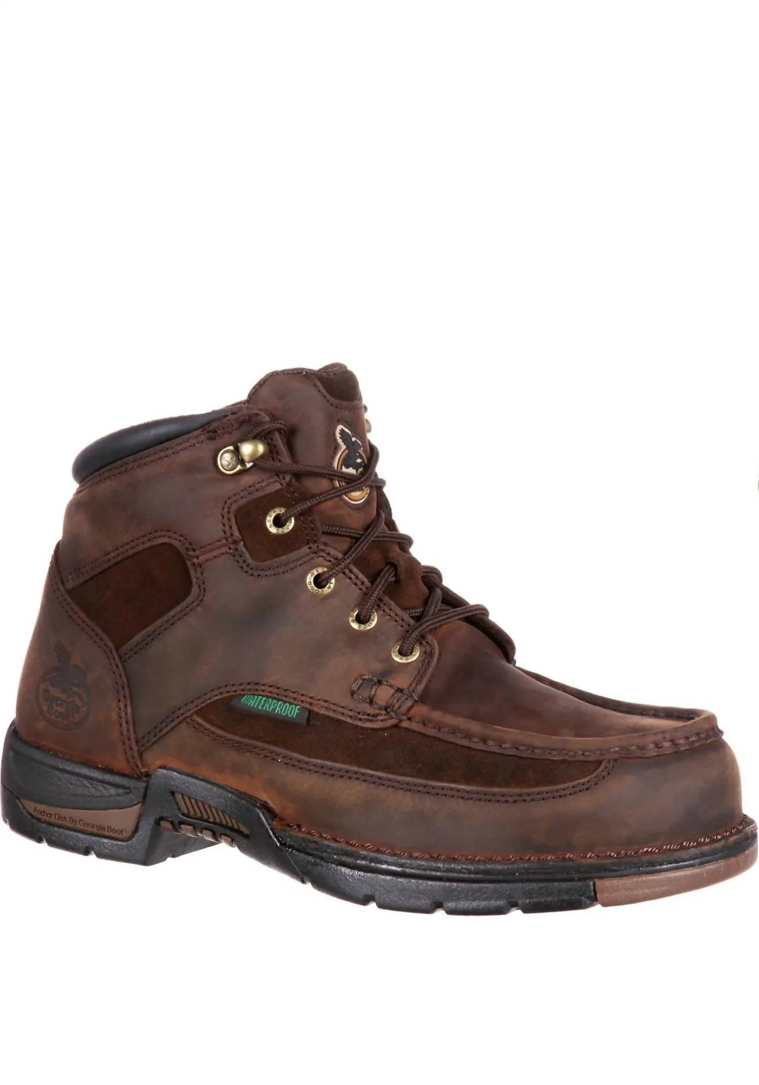 Men's Moc Toe Athens Work Boot - Wide In Brown High Quality Leather