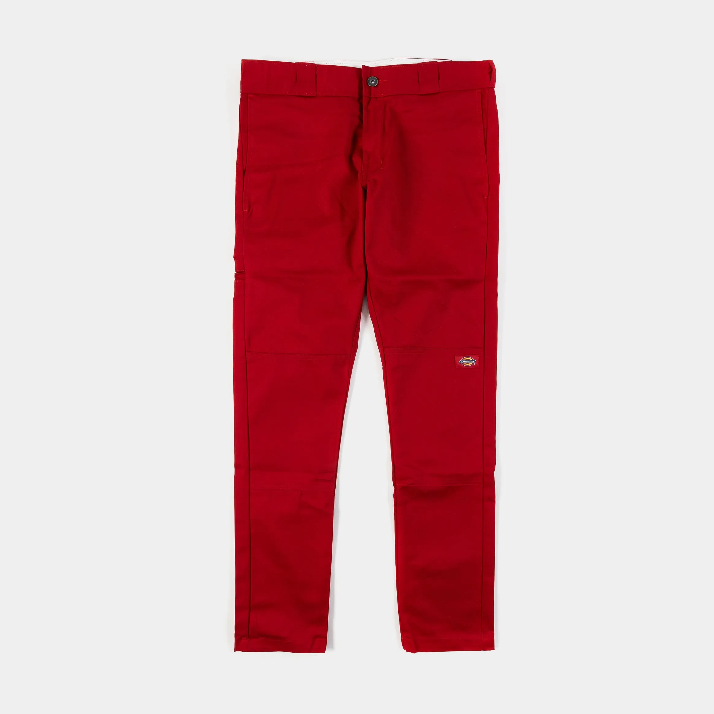 Skinny Fit Twill Double Knee Work Mens Pants (Red) Eco Friendly Dyeing