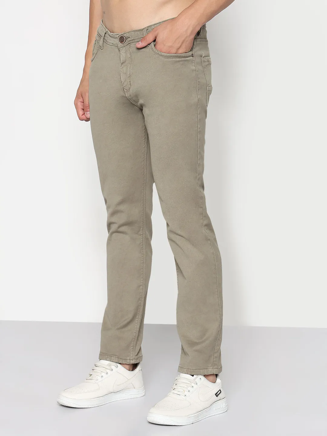 Men's Khaki Slim Fit Jeans Minimal Fit