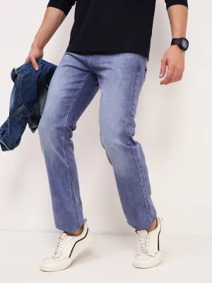 Men's Blue Solid Straight Fit Low-Rise Stretchable Jeans Spring Mood Brunch Outfit Formal Active Outfit