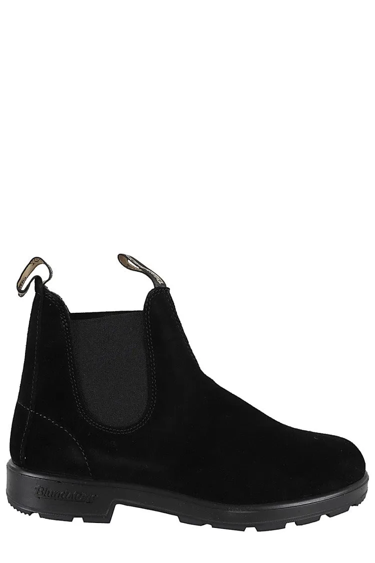 Premium Suede Ankle Boots With Logoed Tongues Indoor Movement