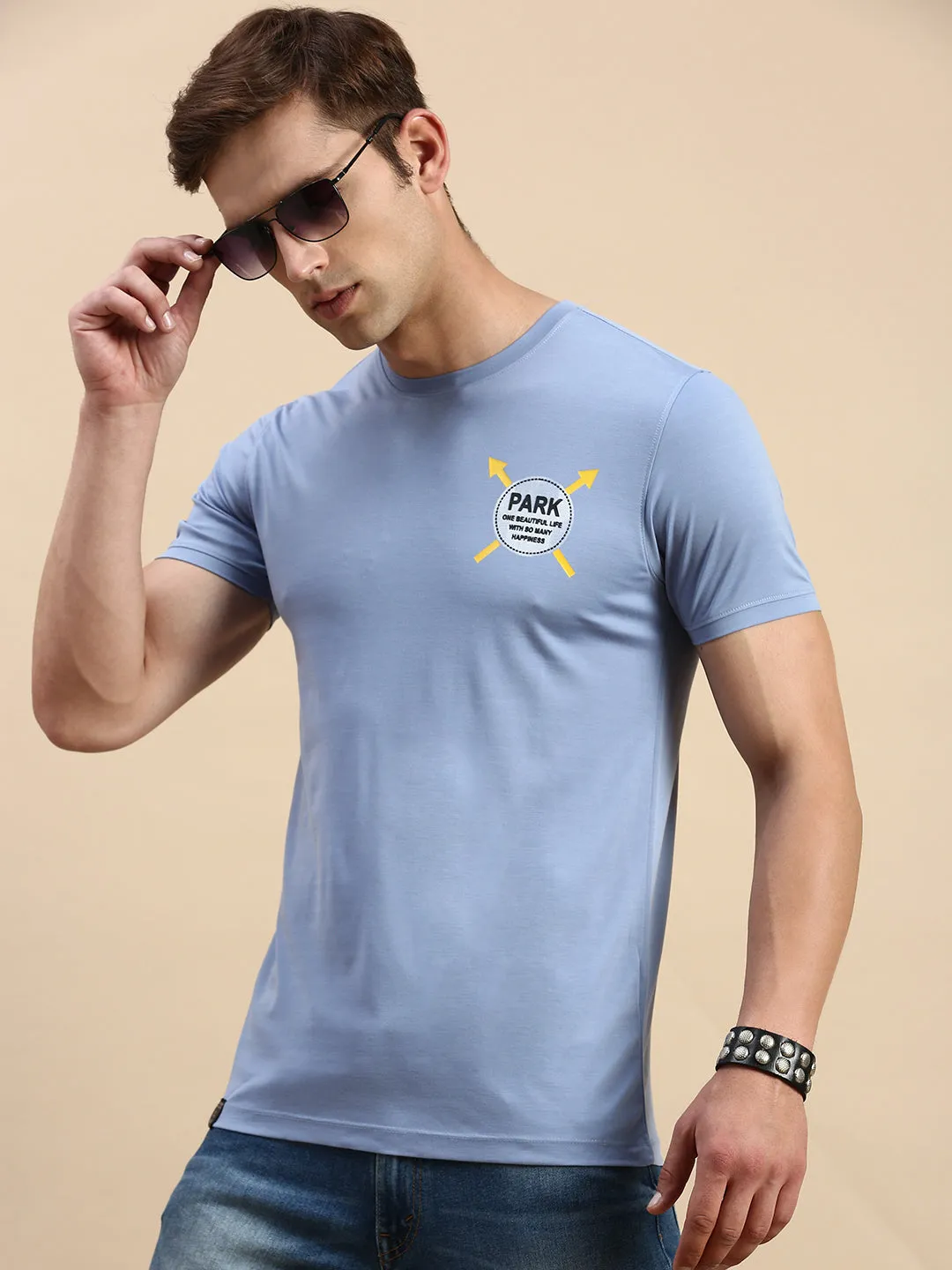 product running suitable speed Men's Lavender Graphic Printed Slim Fit T-shirt