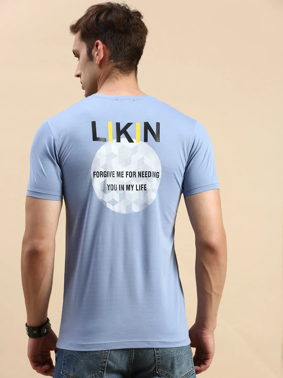 Men's Lavender Graphic Printed Slim Fit T-shirt Cool Outfit