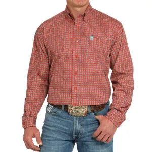 Versatile Wearable Cinch Men's L/S Classic Fit Medallion Print Western Button Down Shirt in Red