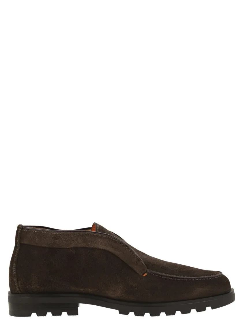 Suede Ankle Boot Without Laces Sharp Profile