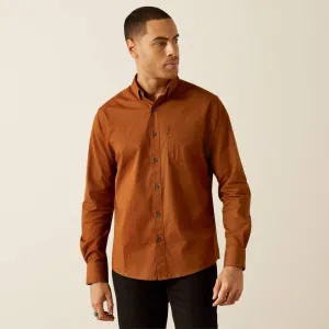 Ariat Men's L/S Mickey Modern Fit Western Button Down Shirt in Brown Aztec Diamond Daily Comfort Style Formal Occasion