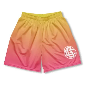 Casual Style Fade Resistant Material Sunset Fade Basketball Mesh Shorts