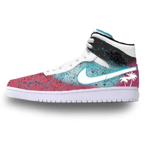 "South Beach Splatter" Jordan 1 Mid Shoes Comfortable Arch Support Flexible Forefoot Design