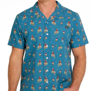 Christmas Cinch Men's Santa Bronc Short Sleeve Christmas Camp Shirt