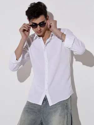 Men??s White Long Sleeve Button-Down Shirt Breezy Comfort Chic Design