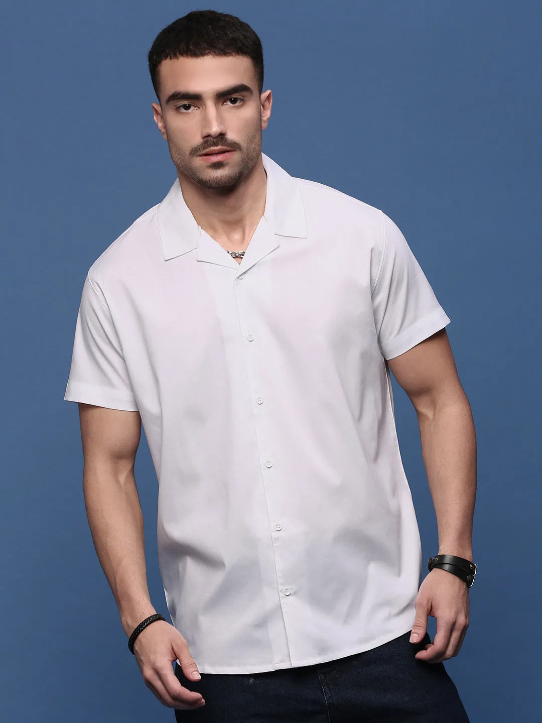 Functional Fit Lightweight Composite Men's White Standard Opaque Casual Shirt