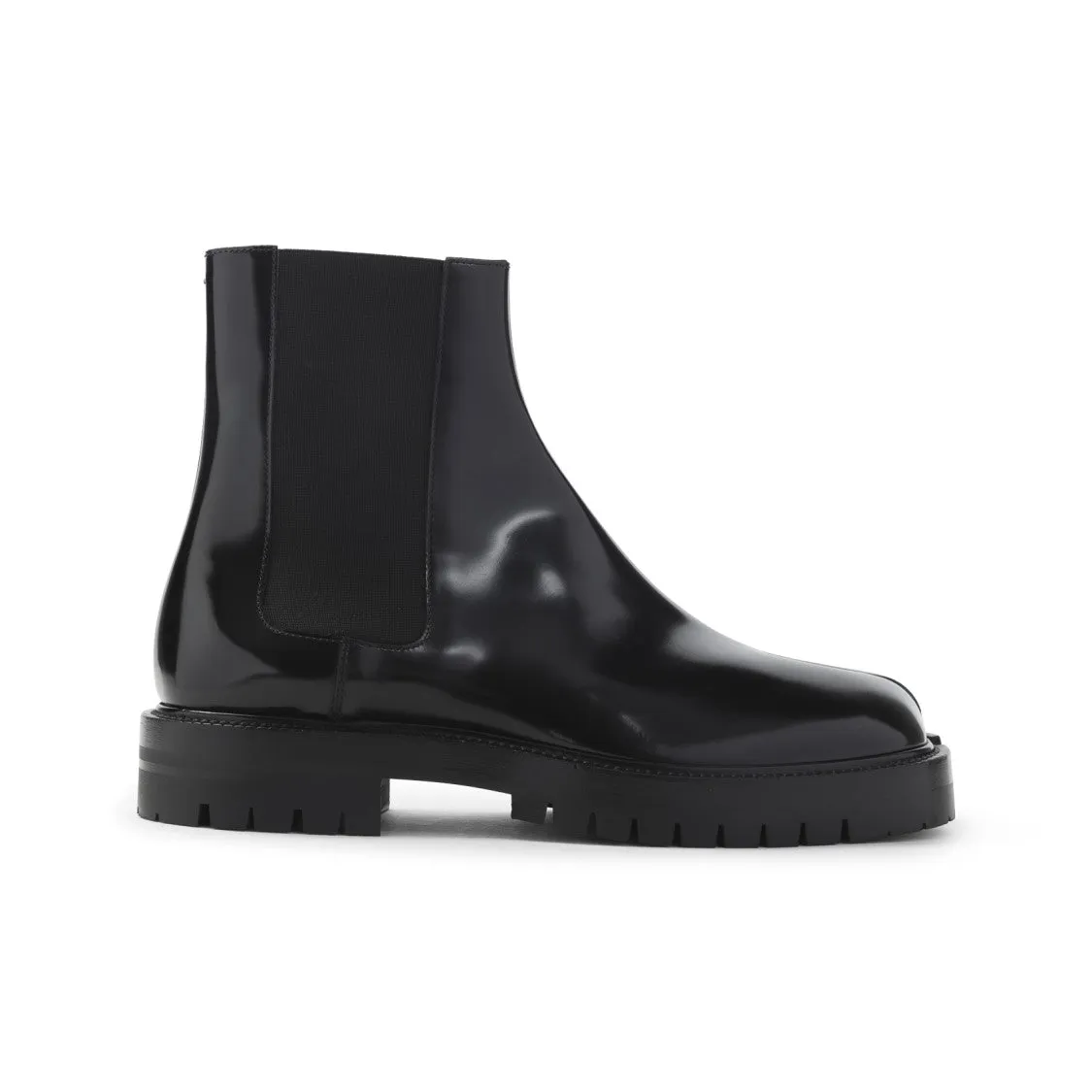Shock Step subtle style Tabi County Chelsea Black Calf Leather Boots