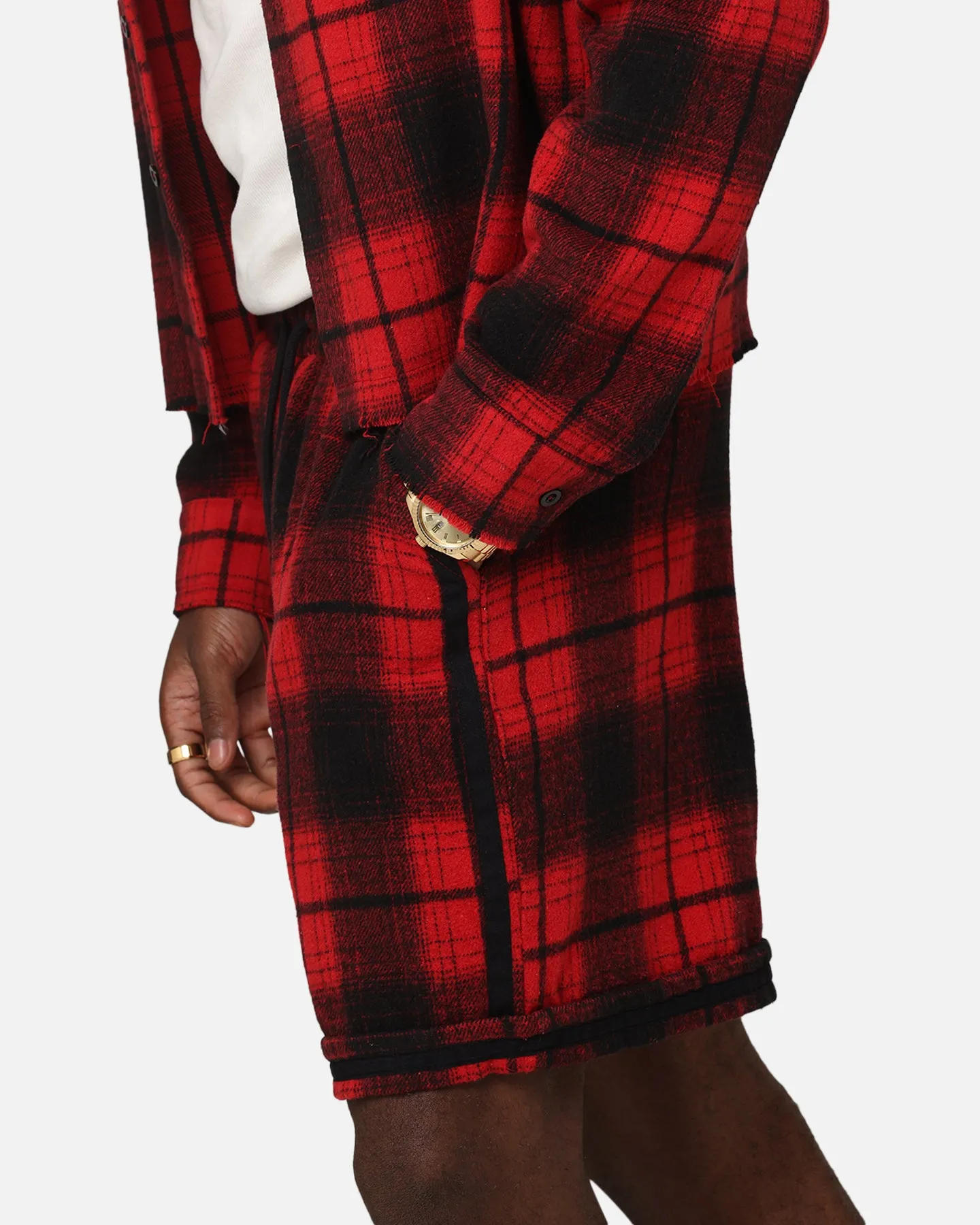 Breeze Flow Four Way Stretch Fabric XXIII Plaid Ball Shorts Red