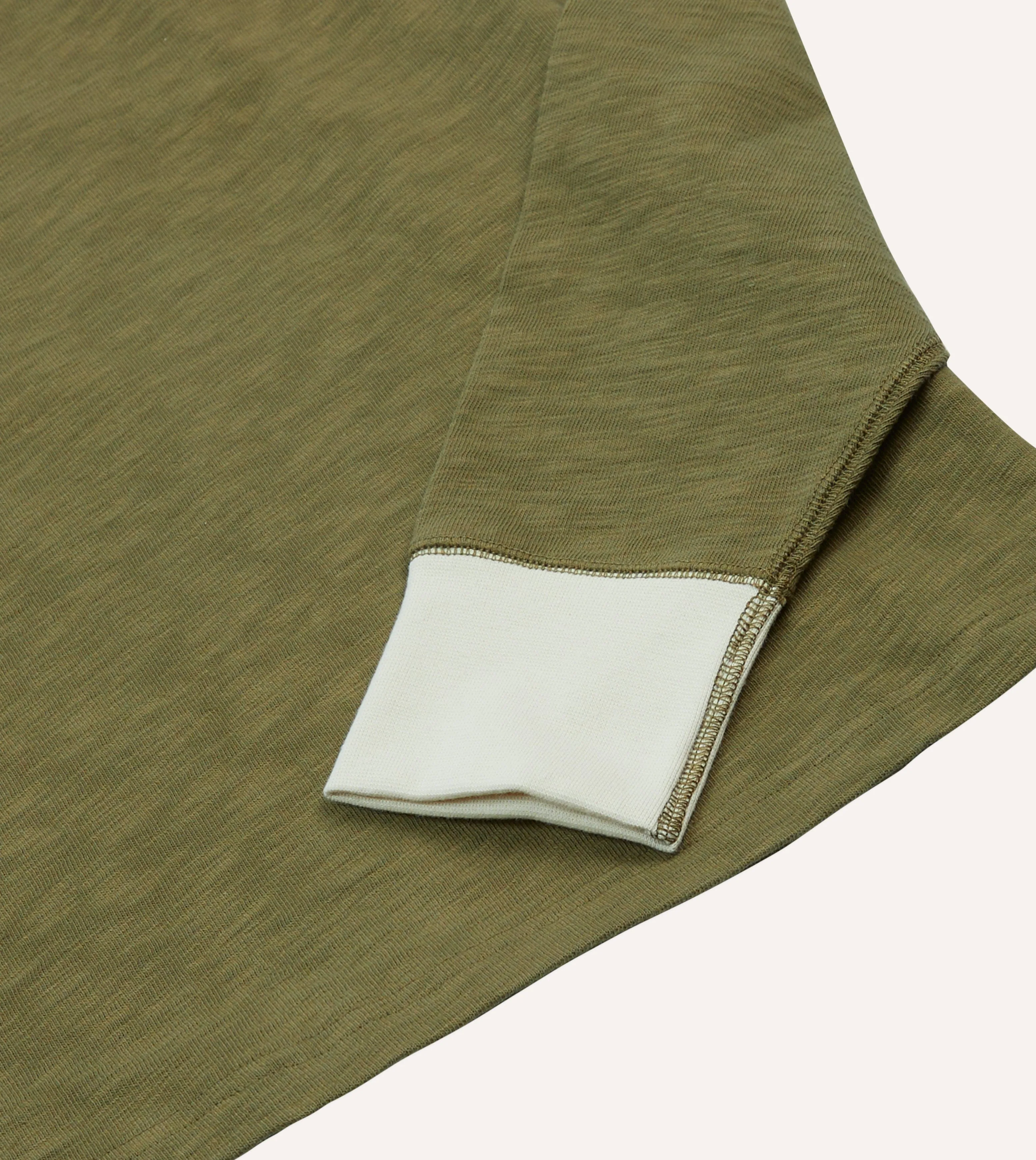 Khaki Cotton Long-Sleeve Roll Neck Hiking T-Shirt Comfortable fit