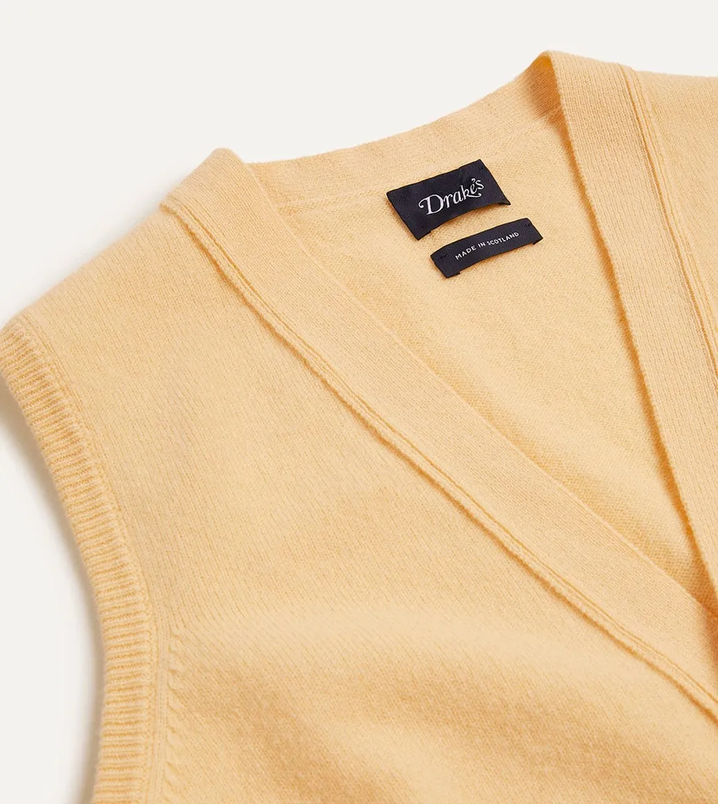 Yellow Lambswool Sleeveless Cardigan Timeless Feel