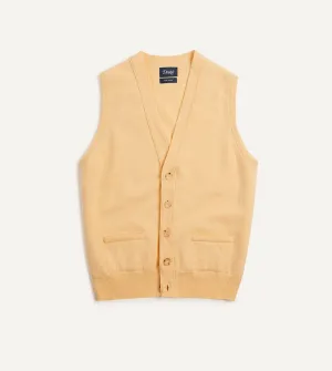 Outdoor Comforted Yellow Lambswool Sleeveless Cardigan