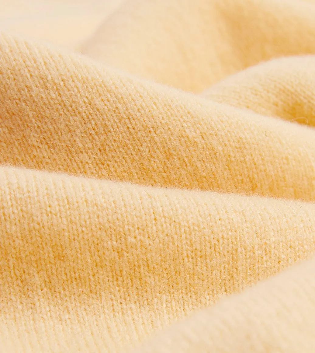 Yellow Lambswool Sleeveless Cardigan Natural Drape Seasonal Fit