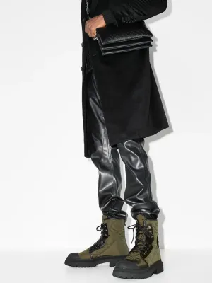 Refined Casual Ferragamo Logo-Patch Quilted Combat Boots