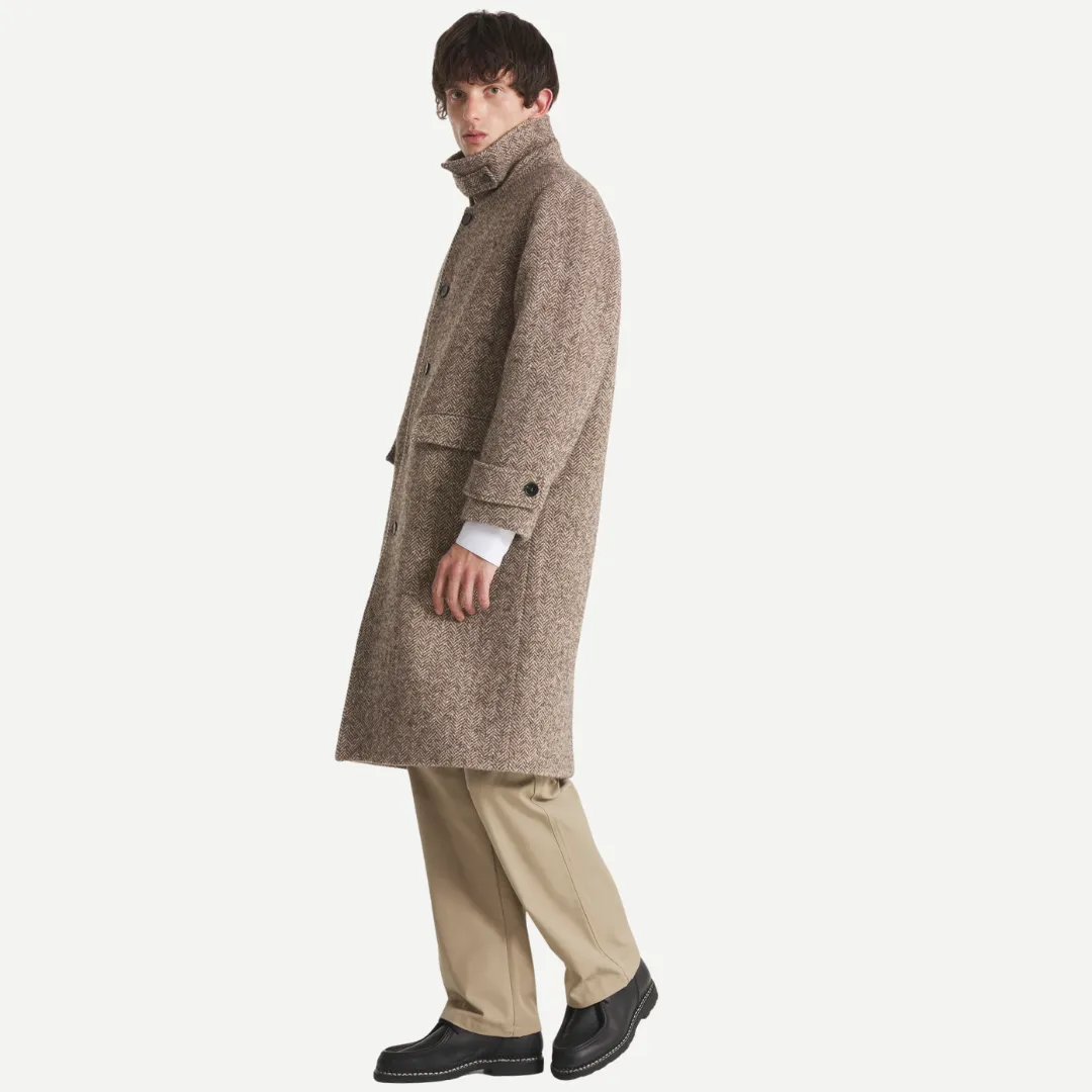 Tear Resistant Fabric Heat Sealed Edges Marzotto Wool Coat (Brown)