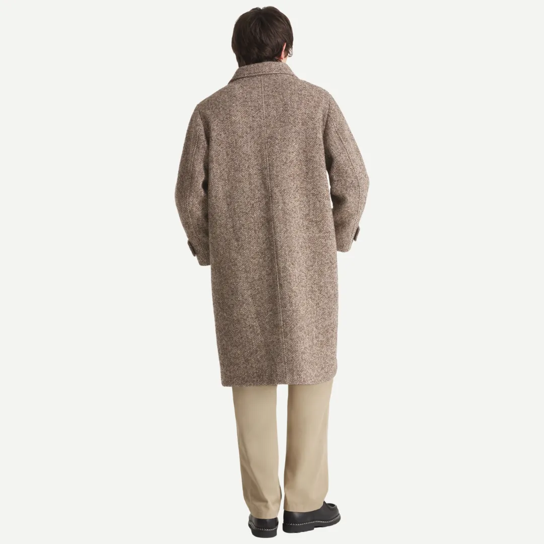 Double layer fabric Non Restrictive Silhouette Marzotto Wool Coat (Brown)