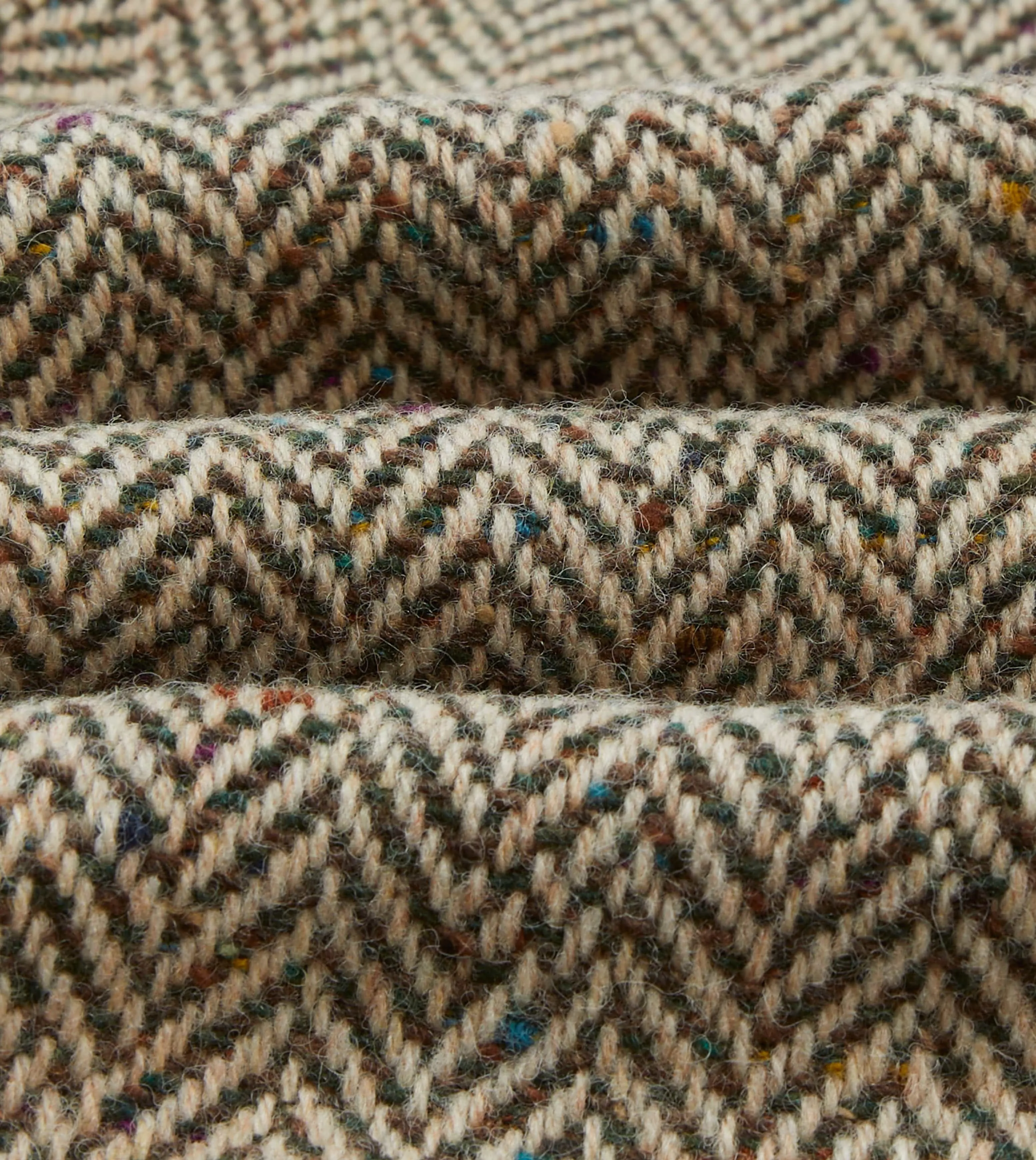 Taupe Herringbone Flecked Wool Raglan Coat Abrasion Resistant Finish