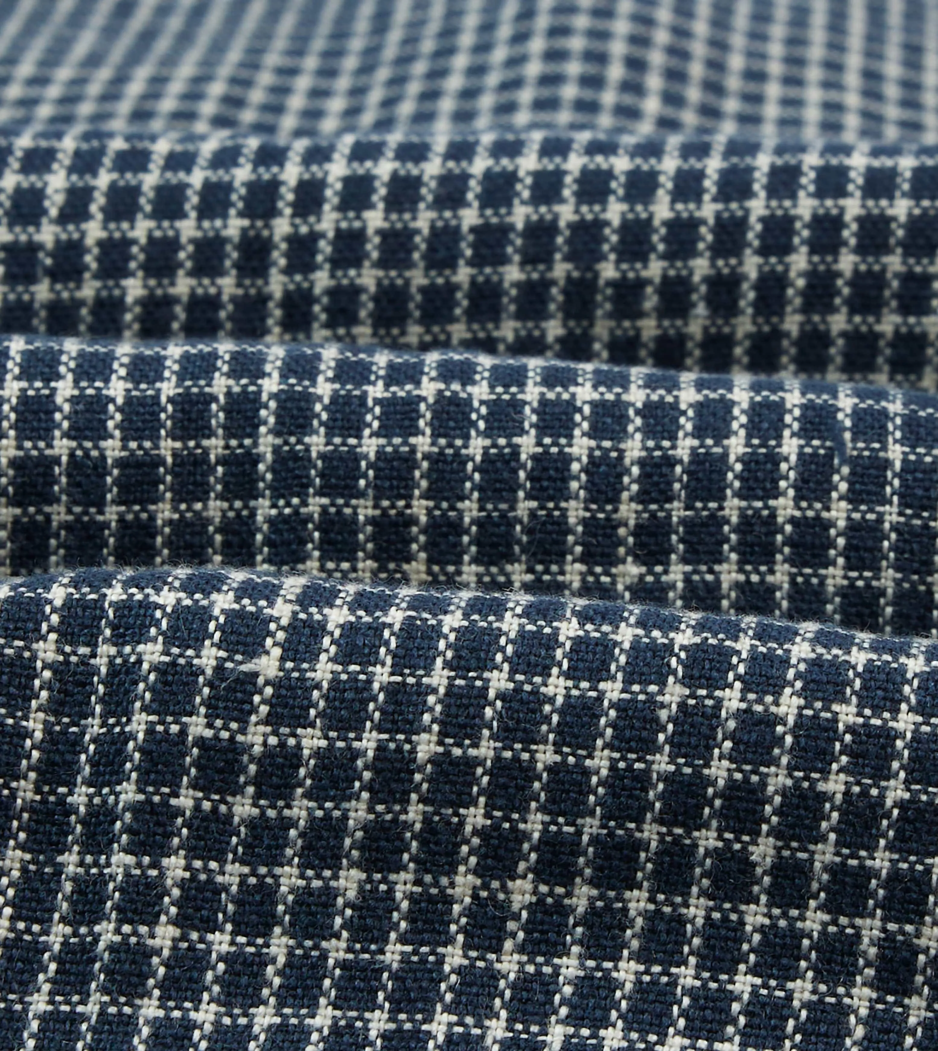 St. JOHN by Drake's Navy Check Linen Fatigue Jacket Noise Free Fabric