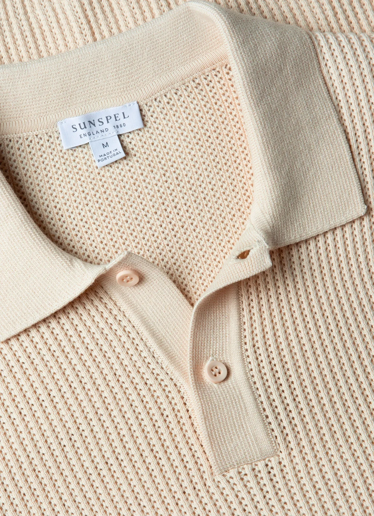 Men's Linear Mesh Knit Polo Shirt in Ecru weekday look